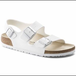 NWT White Birkenstock Milano Burko-Flor Sandals